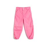 Koton Kız Çocuk Normal Bel Cep Detaylı Kumaş Detaylı Paçası Lastikli Pantolon, Pembe, 4/5 Yaş