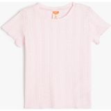 Koton Kız Çocuk Pamuklu Basic Tişört Yazlık Günlük Stil Kısa Kollu Bisiklet Yaka - Pembe - 24 - 36 Ay