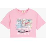 Koton Kız Çocuk Pamuklu Kısa Kollu Tişört Günlük Stil Flamingo Deseni ile Pembe Renk - 7 - 8 Yaş