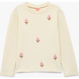 Koton Kız Çocuk Pamuklu Uzun Kollu Tişört Günlük Stil Çiçekli Nakış Detaylı Polyester Karışımlı - Ekru - 18 - 24 Ay