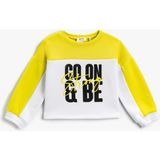 Koton Kız Çocuk Slogan Baskılı Renk Bloklu Sweatshirt - 5 - 6 Yaş - Yeşil