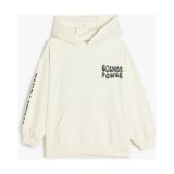 Koton Kız Çocuk Sweatshirt Kapüşonlu Uzun Kol Düz Desenli Pamuklu Tasarım - Ekru - 5 - 6 Yaş