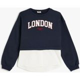 Koton Kız Çocuk Sweatshirt London Şehir Baskılı Lacivert Uzun Kol Cepsiz Şardonlu - 7 - 8 Yaş
