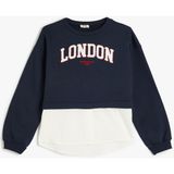 Koton Kız Çocuk Sweatshirt London Şehir Baskılı Lacivert Uzun Kol Cepsiz Şardonlu - 7 - 8 Yaş