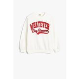 Koton Kız Çocuk Sweatshirt Slogan Baskılı Uzun Kollu Bisiklet Yaka Pamuklu