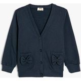 Koton Kız Çocuk Sweatshirt Uzun Kollu V Yaka Lacivert Renkli Tasarım 5WKG10001AK - 7 - 8 Yaş