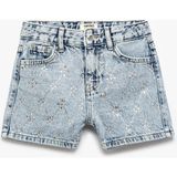 Koton Kız Çocuk Taş Detaylı Cepli Pamuklu Denim Şort Geometrik Desenli Slim Fit Özellikli - 13 - 14 Yaş - Mavi