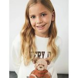 Koton Kız Çocuk Üç İplik Ayıcık Baskılı Uzun Kollu Bisiklet Yaka Sweatshirt