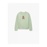 Koton Kız Çocuk Uzun Kollu Bisiklet Yaka Ayıcık Nakışlı Pamuklu Şardonlu Sweatshirt