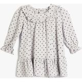 Koton Kız Çocuk Uzun Kollu Pamuklu Elbise Manşetleri Lastikli Bisiklet Yaka Modern Stil - 1 - 1,5 Yaş - Mor