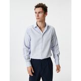 Koton Klasik Gömlek Slim Fit Yarım Italyan Yaka Düğmeli Uzun Kollu - Lacivert