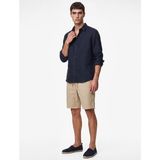 Koton Klasik Yaka Regular Fit Uzun Kollu Keten Gömlek - Lacivert - XL