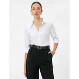 Koton Klasik Yaka Uzun Kollu Slim Fit Gömlek - Beyaz - 44