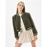 Koton Kolej Ceket Slim Fit Crop Yuvarlak Yaka Çıtçıt Düğme Kapamalı - 40 - Yeşil