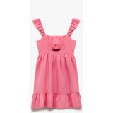 Koton Kolsuz A Kesim Kolsuz ve Viskon Karışımlı Askılı Elbise - Pembe - 9 - 10 Yaş