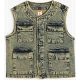 Koton Kolsuz Biker Kot Yelek Erkek Çocuk İçin Lacivert Kapaklı Cepli Model - 3 - 4 Yaş
