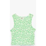 Koton Kolsuz Bisiklet Yaka Çiçekli Crop Bluz - Yeşil - 7 - 8 Yaş