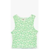 Koton Kolsuz Bisiklet Yaka Çiçekli Crop Bluz - Yeşil - 9 - 10 Yaş