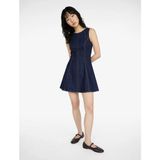 Koton Kolsuz Bisiklet Yaka Volanlı Mini Denim Elbise - Lacivert - 40