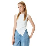 Koton Kolsuz Bluz Bürümcük Asimetrik Kesim Bisiklet Yaka Slim Fit