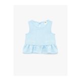 Koton Kolsuz Fırfırlı Mavi Kız Bebek Bluz 6SMG60003AW