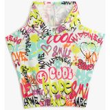 Koton Kolsuz Kapşonlu Sweatshirt Crop Grafiti Baskılı - Ekru - 5 - 6 Yaş