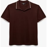 Koton Kontrast Detaylı Pamuklu Pike Kumaş Kısa Kollu Slim Fit Polo Yaka Tişört - Bordo