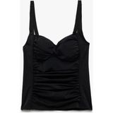 Koton Korse Detaylı Büzgülü Askılı Bikini Tankini Üst - Siyah - 44