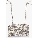 Koton Koton x Melis Ağazat - Keten Karışımlı Floral Nakış Detaylı Bağlamalı Ip Askılı Crop Büstiyer - Bordo - 38
