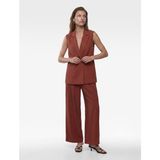 Koton Koton x Melis Ağazat - Viskon Kumaş Cepli Çift Pile Detaylı Düz Geniş Paça Baggy Pantolon - Kahve - Straight - 38