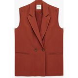 Koton Koton x Melis Ağazat - Viskon Kumaş Cepli Kolsuz Kruvaze Blazer Ceket Yelek - 34 - Kahve