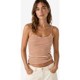Koton Koton x Şahika Ercümen - Slim Fit Askılı Çizgili Atlet Bluz - Kahve