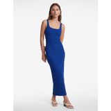 Koton Koton x Sibil Çetinkaya - Kare Yaka Kalın Askılı Kobalt Mavi Bodycon Uzun Kalem Elbise