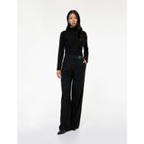 Koton Koton x Sibil Çetinkaya - Slim Fit Uzun Kollu Yarı Transparan Dik Yaka Dantel Bluz - XL - Siyah