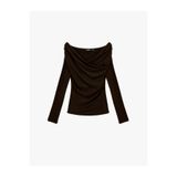 Koton Koyun Yünü Karışımlı Slim Fit Uzun Kollu Kruvaze Degaje Yaka Açık Omuz Bluz