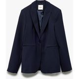 Koton Krep Kumaş Astarlı Düğmeli Uzun Kollu Kruvaze Blazer Ceket - Lacivert - 36