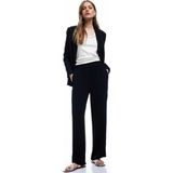 Koton Krep Kumaş Beli Lastikli Düz Bol Paça Pantolon - Siyah - Regular - 36