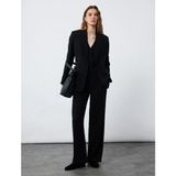 Koton Krep Kumaş Cepli Düğmeli Uzun Kollu Kruvaze Oversize Blazer Ceket - Siyah - 42