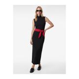 Koton Krep Scuba Kumaş Dik Yaka Kolsuz Slim Fit Midi Elbise