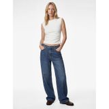 Koton Krep Scuba Kumaş Slim Fit Bisiklet Yaka Kolsuz Drape Detaylı Bluz Beyaz 6sak10005ek Beyaz
