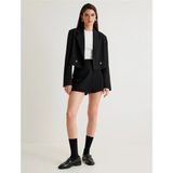 Koton Kruvaze Crop Blazer Ceket Ters Yaka - Siyah - 36