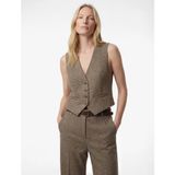 Koton Kruvaze Düğmeli Ekose Crop Blazer Yelek - 40 - Kahve