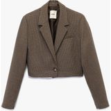 Koton Kruvaze Uzun Kollu Düğmeli Crop Blazer Ceket - Kahve - 44