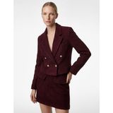Koton Kruvaze Yaka Slim Fit Düğme Detaylı Crop Tüvit Ceket - 34 - Bordo