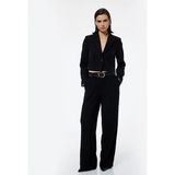 Koton Kruvaze Yaka Uzun Kollu Crop Blazer Ceket - Siyah - 34