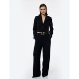 Koton Kruvaze Yaka Uzun Kollu Crop Blazer Ceket - Siyah - 38