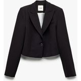Koton Kruvaze Yaka Uzun Kollu Crop Blazer Ceket - Siyah - 42