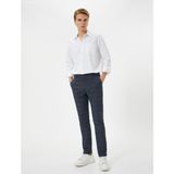 Koton Kumaş Pantolon Desenli Slim Fit Düğmeli Cep Detaylı - 40