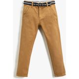 Koton Kumaş Pantolon Slim Fit Kemerli Cepli - 7 - 8 Yaş - Deve Tüyü