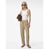 Koton Kupro Viskon Kumaş Beli Lastikli Bağlamalı Cepli Düz Bol Paça Pantolon - Yeşil - Straight - 40